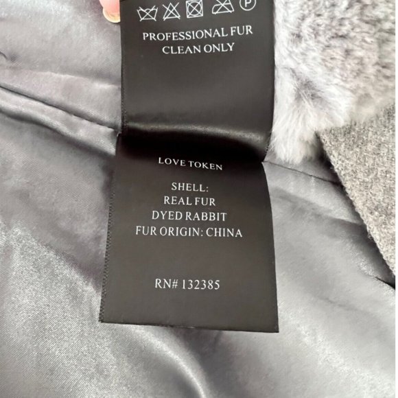 NEW LT Love Token Rabbit Fur Vest/ Sweater Jacket Coat Gray Long L - Picture 3 of 7